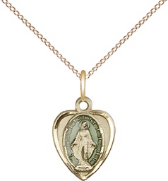 [0706EMGF/18GF] 14kt Gold Filled Miraculous Pendant on a 18 inch Gold Filled Light Curb chain