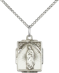 [0804FSS/18SS] Sterling Silver Our Lady of Guadalupe Pendant on a 18 inch Sterling Silver Light Curb chain