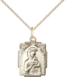 [0804HGF/18GF] 14kt Gold Filled Our Lady of Perpetual Help Pendant on a 18 inch Gold Filled Light Curb chain