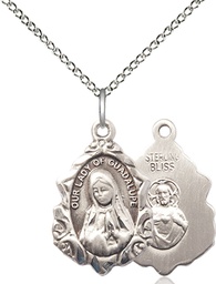 [0822FSS/18SS] Sterling Silver Our Lady of Guadalupe Pendant on a 18 inch Sterling Silver Light Curb chain