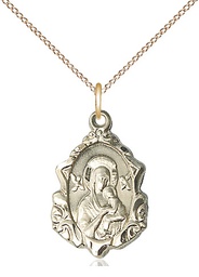 [0822HGF/18GF] 14kt Gold Filled Our Lady of Perpetual Help Pendant on a 18 inch Gold Filled Light Curb chain