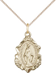 [0822MGF/18GF] 14kt Gold Filled Miraculous Pendant on a 18 inch Gold Filled Light Curb chain