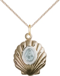[1258GF/18GF] 14kt Gold Filled Miraculous Pendant on a 18 inch Gold Filled Light Curb chain
