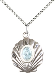 [1258SS/18SS] Sterling Silver Miraculous Pendant on a 18 inch Sterling Silver Light Curb chain