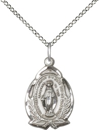 [1481MSS/18SS] Sterling Silver Miraculous Pendant on a 18 inch Sterling Silver Light Curb chain