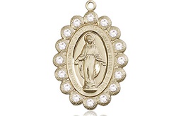 [2009CKT] 14kt Gold Miraculous Medal with Crystal Swarovski stones