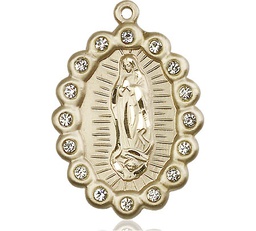 [2010FCKT] 14kt Gold Our Lady of Guadalupe Medal with Crystal Swarovski stones