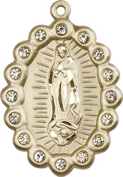 [2010FCKT] 14kt Gold Our Lady of Guadalupe Medal with Crystal Swarovski stones