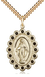 [2010JTGF/24G] 14kt Gold Filled Miraculous Pendant on a 24 inch Gold Plate Heavy Curb chain