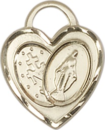 [3212KT] 14kt Gold Miraculous Heart Medal