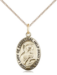 [3982GF/18GF] 14kt Gold Filled Our Lady of Perpetual Help Pendant on a 18 inch Gold Filled Light Curb chain