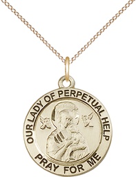 [4062GF/18GF] 14kt Gold Filled Our Lady of Perpetual Help Pendant on a 18 inch Gold Filled Light Curb chain