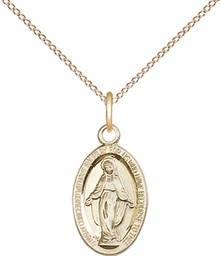 [4122MGF/18GF] 14kt Gold Filled Miraculous Pendant on a 18 inch Gold Filled Light Curb chain