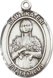 [7061SS] Sterling Silver Saint Kateri Tekakwitha Medal