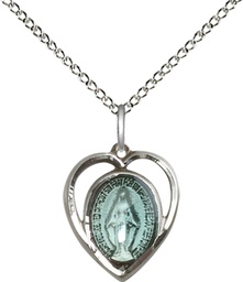 [4125ESS/18SS] Sterling Silver Miraculous Pendant on a 18 inch Sterling Silver Light Curb chain