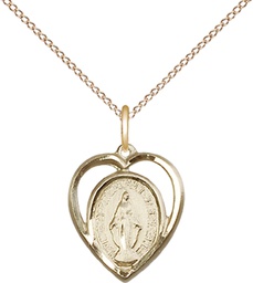 [4125GF/18GF] 14kt Gold Filled Miraculous Pendant on a 18 inch Gold Filled Light Curb chain