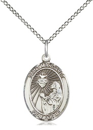 [8072SS/18SS] Sterling Silver Saint Margaret Mary Alacoque Pendant on a 18 inch Sterling Silver Light Curb chain