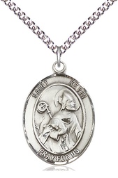 [7062SS/24SS] Sterling Silver Saint Kevin Pendant on a 24 inch Sterling Silver Heavy Curb chain
