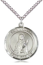 [7065RDSS/24SS] Sterling Silver Saint Lucia of Syracuse Pendant on a 24 inch Sterling Silver Heavy Curb chain
