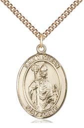 [7067GF/24GF] 14kt Gold Filled Saint Kilian Pendant on a 24 inch Gold Filled Heavy Curb chain