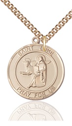 [7068RDGF/24GF] 14kt Gold Filled Saint Luke the Apostle Pendant on a 24 inch Gold Filled Heavy Curb chain