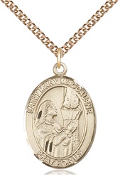 [7071GF/24GF] 14kt Gold Filled Saint Mary Magdalene Pendant on a 24 inch Gold Filled Heavy Curb chain