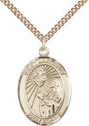 [7072GF/24GF] 14kt Gold Filled Saint Margaret Mary Alacoque Pendant on a 24 inch Gold Filled Heavy Curb chain