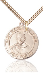[7073RDGF/24GF] 14kt Gold Filled Saint Maximilian Kolbe Pendant on a 24 inch Gold Filled Heavy Curb chain