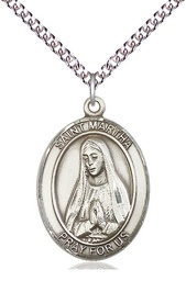 [7075SS/24SS] Sterling Silver Saint Martha Pendant on a 24 inch Sterling Silver Heavy Curb chain