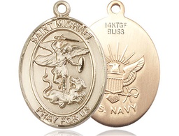 [7076GF6] 14kt Gold Filled Saint Michael Navy Medal