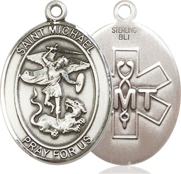 [7076SS10] Sterling Silver Saint Michael EMT Medal