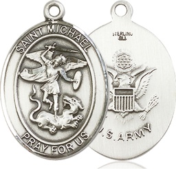 [7076SS2Y] Sterling Silver Saint Michael Army Medal