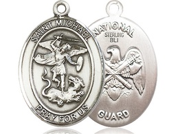 [7076SS5] Sterling Silver Saint Michael National Guard Medal