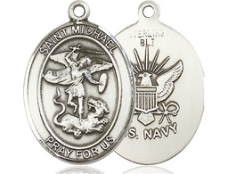 [7076SS6] Sterling Silver Saint Michael Navy Medal