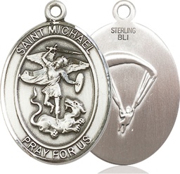 [7076SS7] Sterling Silver Saint Michael Paratrooper Medal