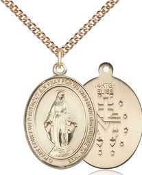 [7078GF/24GF] 14kt Gold Filled Miraculous Pendant on a 24 inch Gold Filled Heavy Curb chain