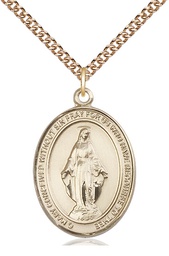 [7078GF/24GF] 14kt Gold Filled Miraculous Pendant on a 24 inch Gold Filled Heavy Curb chain