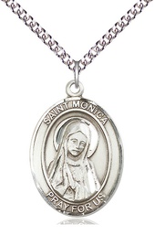 [7079SS/24SS] Sterling Silver Saint Monica Pendant on a 24 inch Sterling Silver Heavy Curb chain