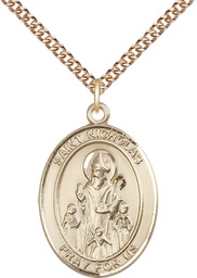 [7080GF/24GF] 14kt Gold Filled Saint Nicholas Pendant on a 24 inch Gold Filled Heavy Curb chain