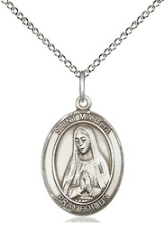 [8075SS/18SS] Sterling Silver Saint Martha Pendant on a 18 inch Sterling Silver Light Curb chain