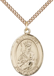 [7081GF/24GF] 14kt Gold Filled Saint Louis Pendant on a 24 inch Gold Filled Heavy Curb chain
