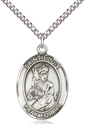 [7081SS/24SS] Sterling Silver Saint Louis Pendant on a 24 inch Sterling Silver Heavy Curb chain
