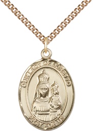 [7082GF/24GF] 14kt Gold Filled Our Lady of Loretto Pendant on a 24 inch Gold Filled Heavy Curb chain