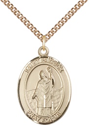 [7084GF/24GF] 14kt Gold Filled Saint Patrick Pendant on a 24 inch Gold Filled Heavy Curb chain
