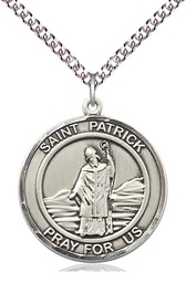 [7084RDSS/24SS] Sterling Silver Saint Patrick Pendant on a 24 inch Sterling Silver Heavy Curb chain