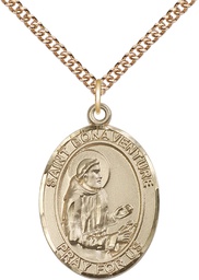 [7085GF/24GF] 14kt Gold Filled Saint Bonaventure Pendant on a 24 inch Gold Filled Heavy Curb chain
