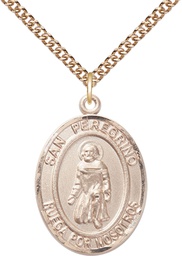 [7088SPGF/24GF] 14kt Gold Filled San Peregrino Pendant on a 24 inch Gold Filled Heavy Curb chain