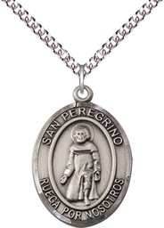 [7088SPSS/24SS] Sterling Silver San Peregrino Pendant on a 24 inch Sterling Silver Heavy Curb chain