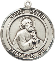 [7090RDSS] Sterling Silver Saint Peter the Apostle Medal