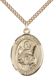 [7091GF/24GF] 14kt Gold Filled Saint Raymond Nonnatus Pendant on a 24 inch Gold Filled Heavy Curb chain